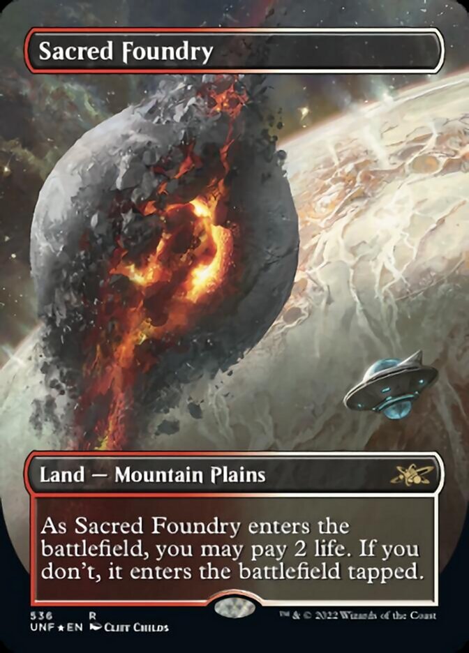 Sacred Foundry (Borderless) (Galaxy Foil) [Unfinity] | Golgari Games