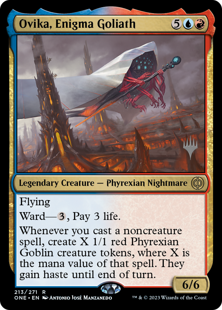 Ovika, Enigma Goliath (Promo Pack) [Phyrexia: All Will Be One Promos] | Local Legends