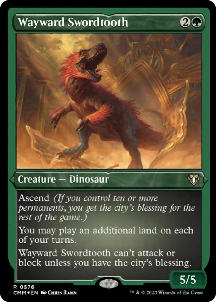 Wayward Swordtooth (Foil Etched) [Commander Masters] | Golgari Games