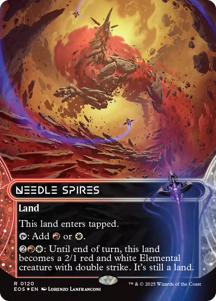 Needle Spires (0120) (Borderless) (Galaxy Foil) [Edge of Eternities: Stellar Sights] | Local Legends