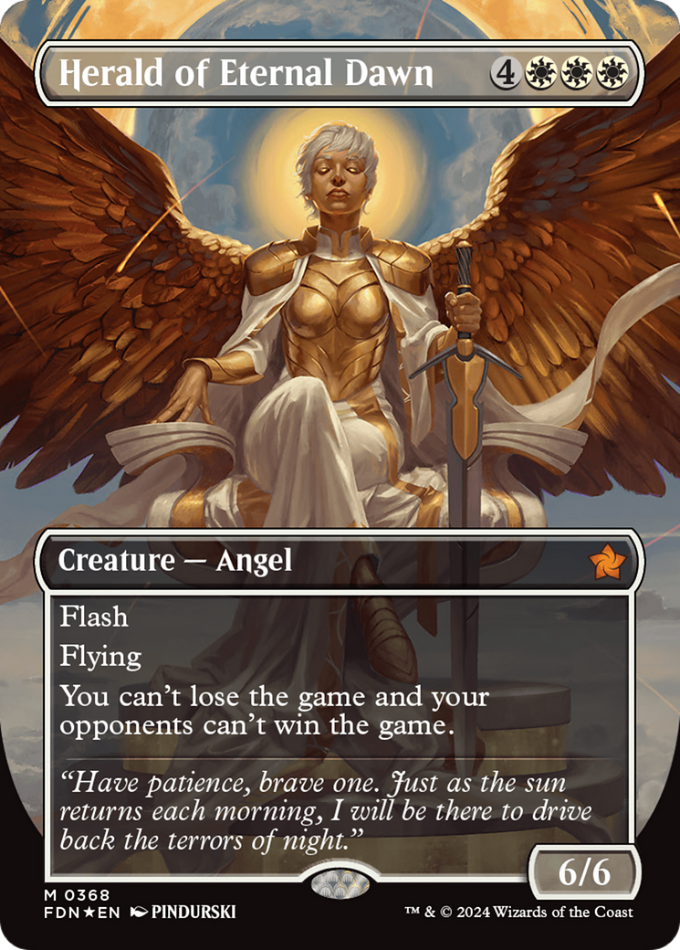 Herald of Eternal Dawn (Borderless) (Mana Foil) [Foundations] | Local Legends