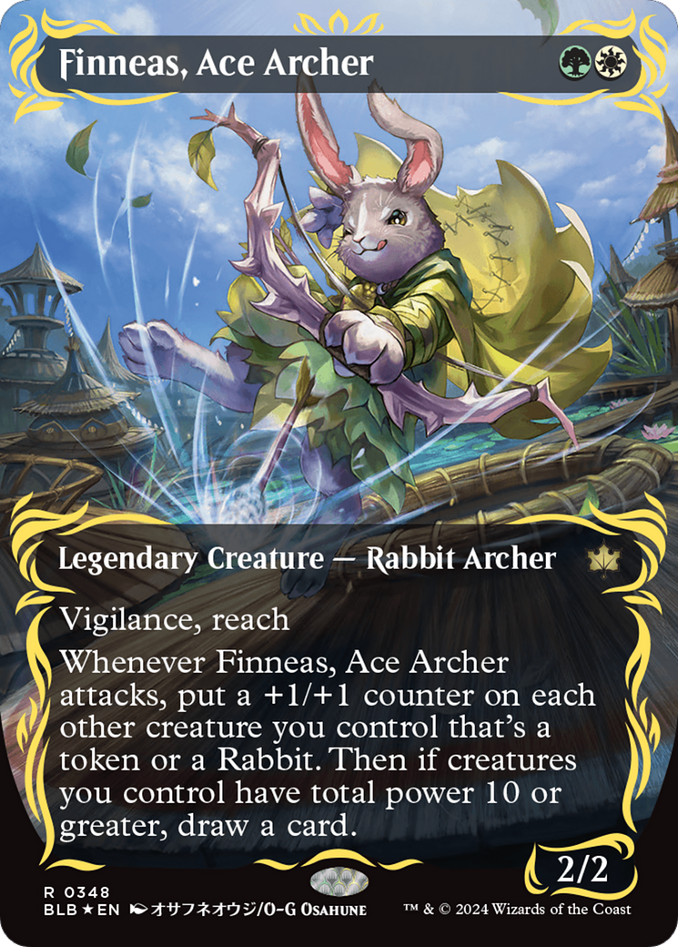 Finneas, Ace Archer (Borderless) (Raised Foil) [Bloomburrow] | Local Legends