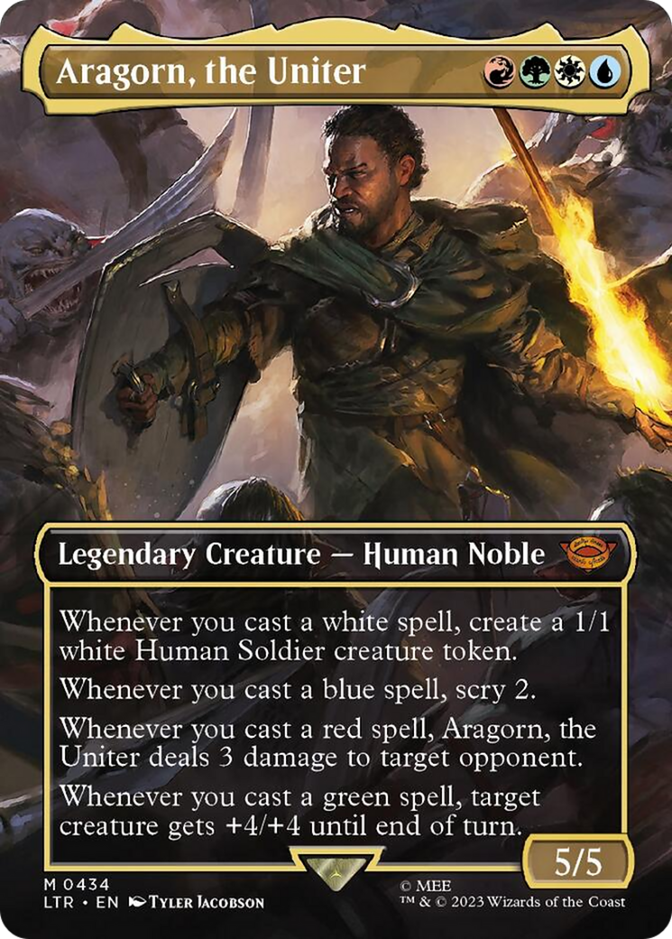 Aragorn, the Uniter (Borderless Alternate Art) [The Lord of the Rings: Tales of Middle-Earth] | Golgari Games