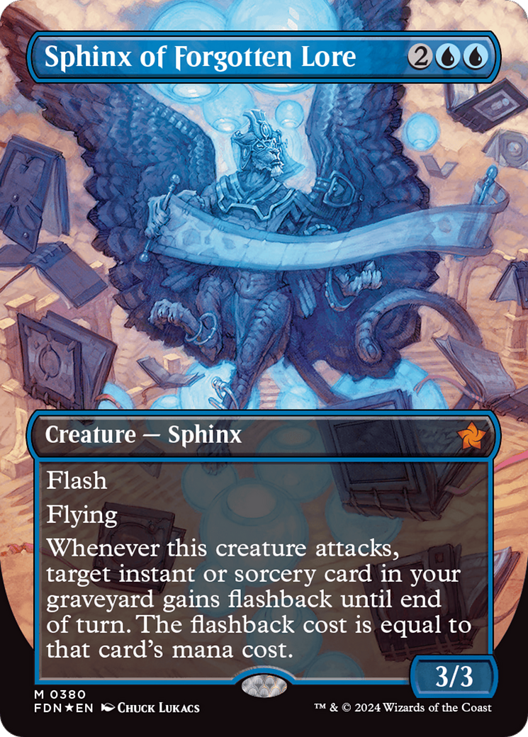 Sphinx of Forgotten Lore (Borderless) (Mana Foil) [Foundations] | Local Legends