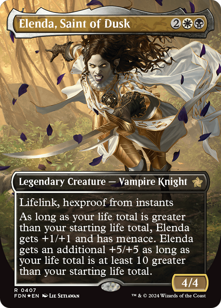 Elenda, Saint of Dusk (Borderless) (Mana Foil) [Foundations] | Local Legends
