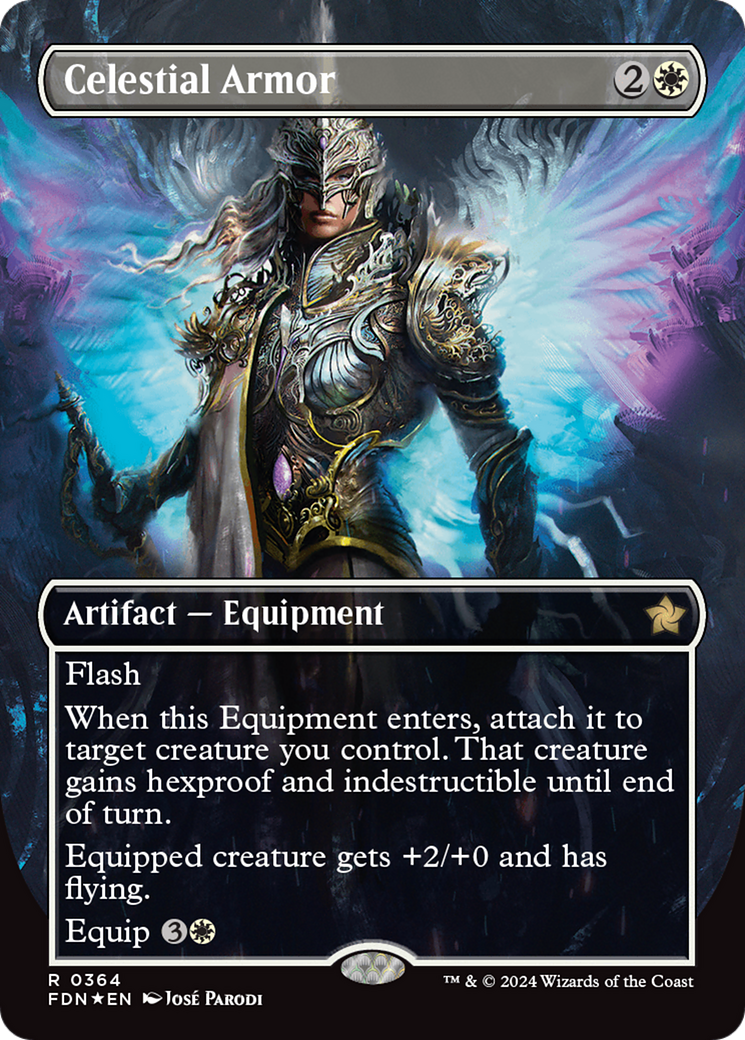 Celestial Armor (Borderless) (Mana Foil) [Foundations] | Local Legends