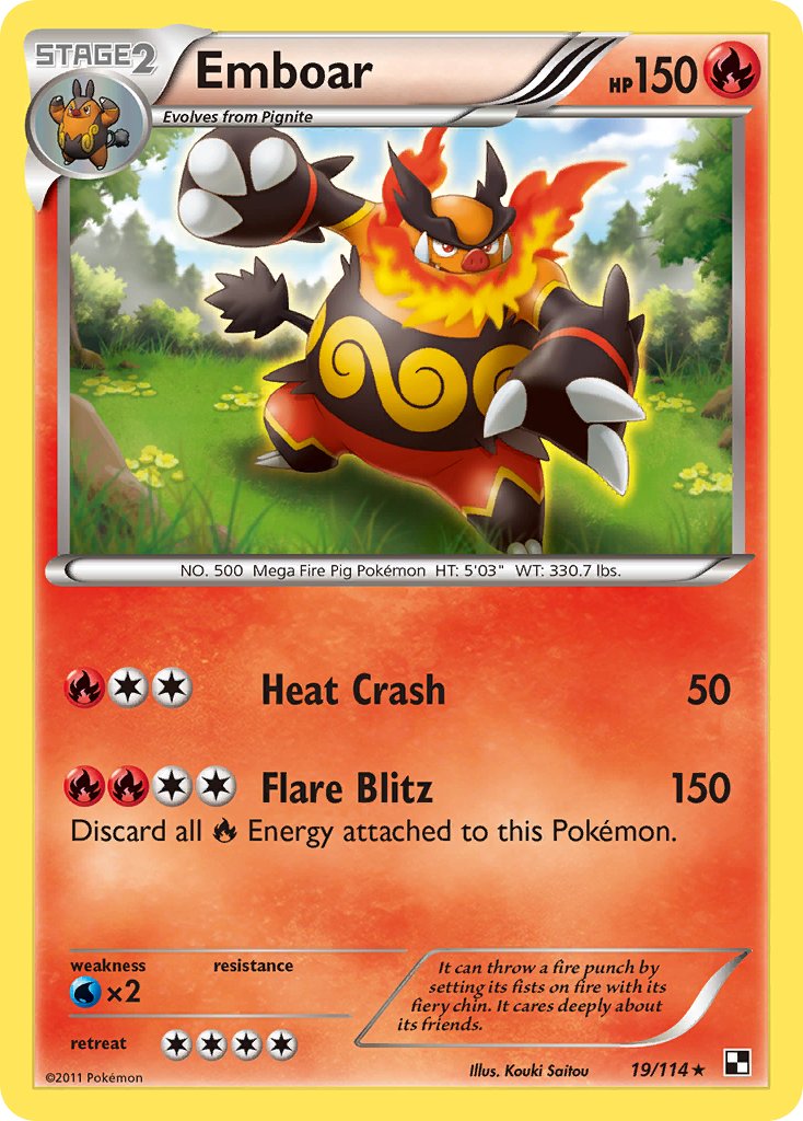 Emboar (19/114) (Cracked Ice Holo) (Theme Deck Exclusive) [Black & White: Base Set] | Local Legends