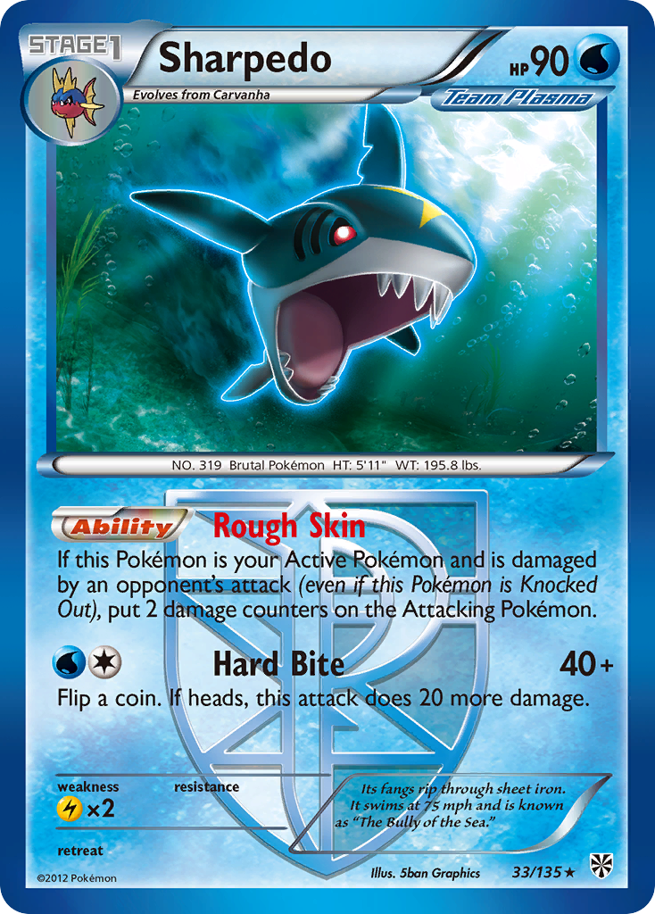 Sharpedo (33/135) [Black & White: Plasma Storm] | Local Legends