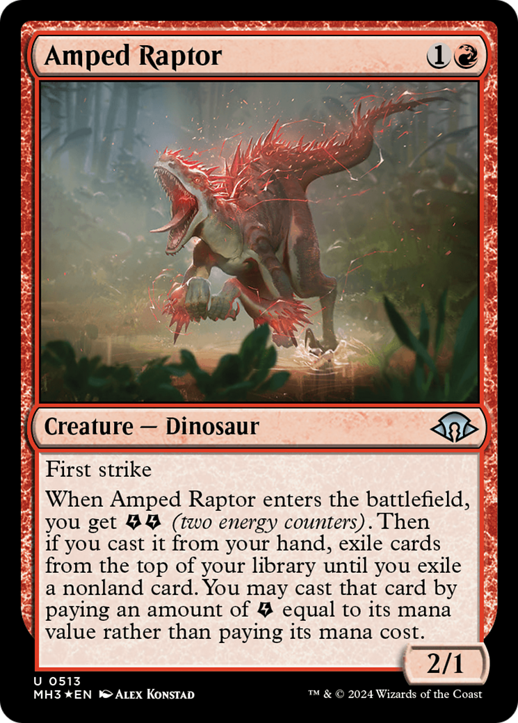 Amped Raptor (Ripple Foil) [Modern Horizons 3] | Golgari Games