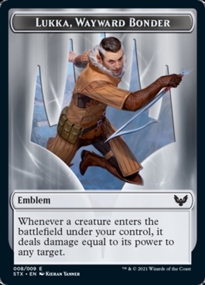 Spirit // Lukka, Wayward Bonder Emblem Double-Sided Token [Strixhaven: School of Mages Tokens] | Local Legends