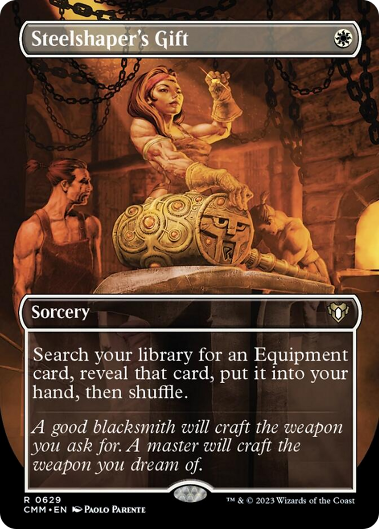 Steelshaper's Gift (Borderless Alternate Art) [Commander Masters] | Local Legends