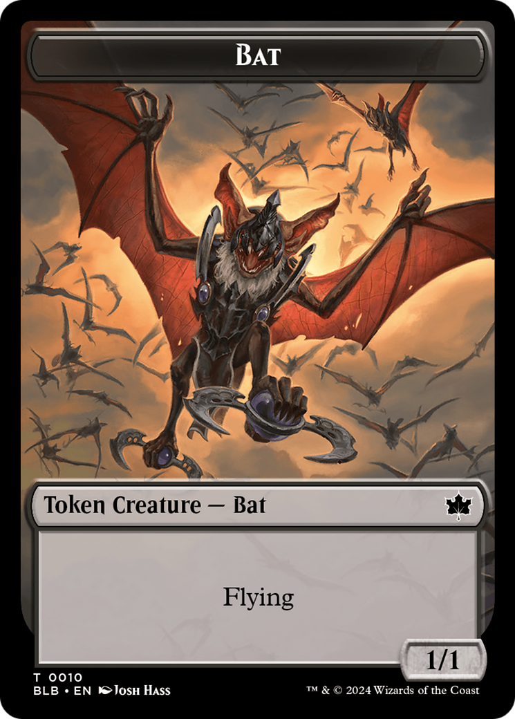 Bat // Warren Warleader Double-Sided Token [Bloomburrow Tokens] | Golgari Games