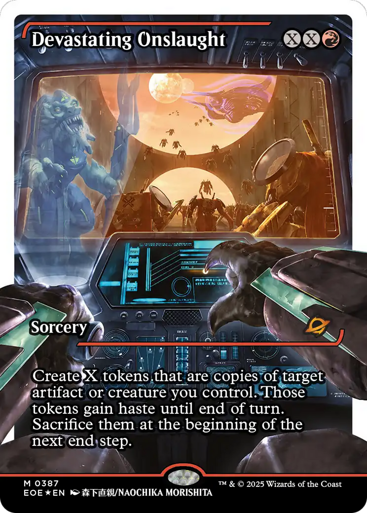 Devastating Onslaught (0387) (Showcase) (Fracture Foil) [Edge of Eternities] | Local Legends