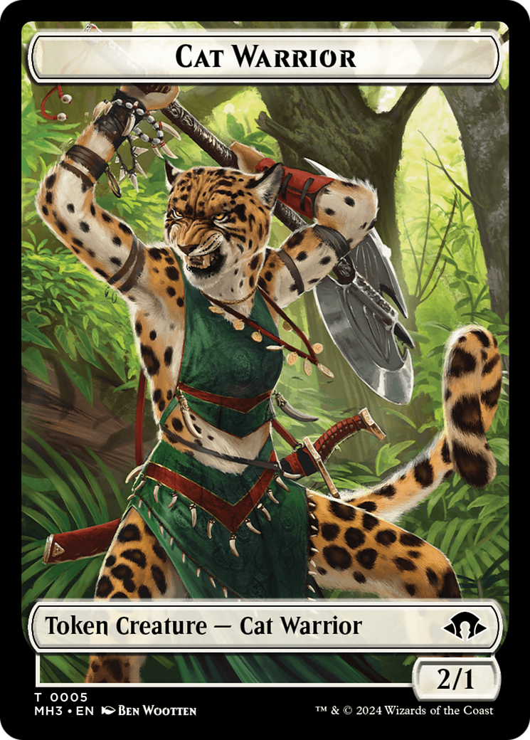 Eldrazi Spawn // Cat Warrior Double-Sided Token [Modern Horizons 3 Tokens] | Golgari Games