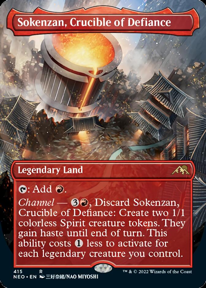 Sokenzan, Crucible of Defiance (Borderless Alternate Art) [Kamigawa: Neon Dynasty] | Golgari Games