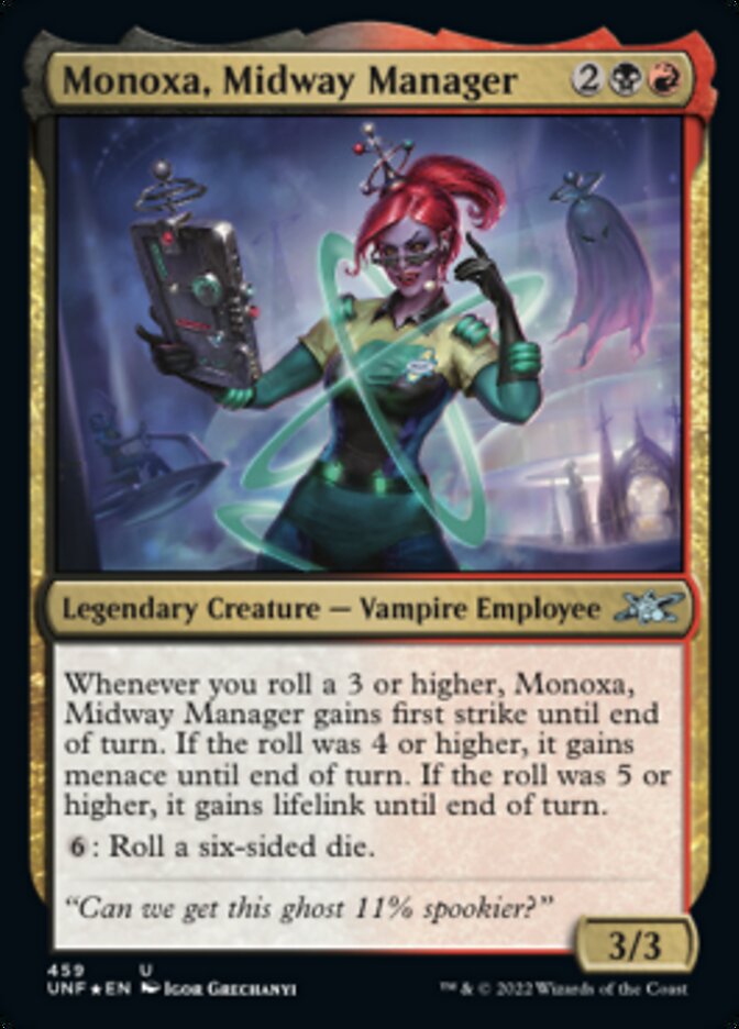 Monoxa, Midway Manager (Galaxy Foil) [Unfinity] | Golgari Games