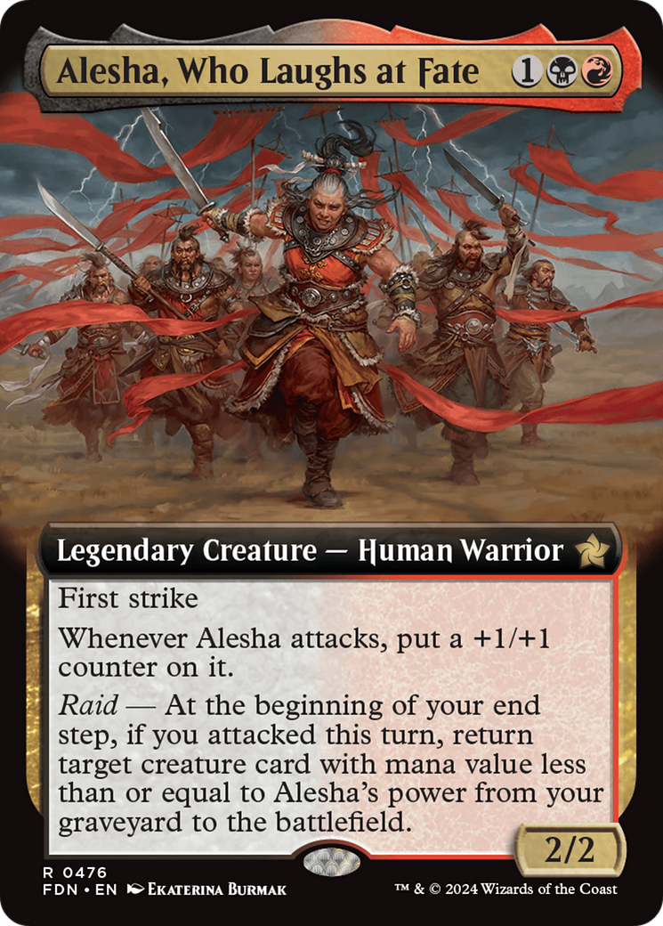 Alesha, Who Laughs at Fate (Extended Art) [Foundations] | Golgari Games