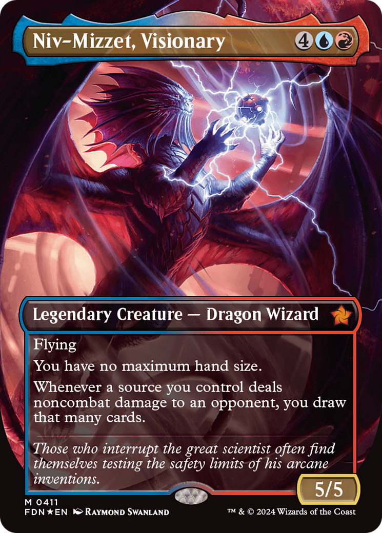 Niv-Mizzet, Visionary (Borderless) (Mana Foil) [Foundations] | Local Legends