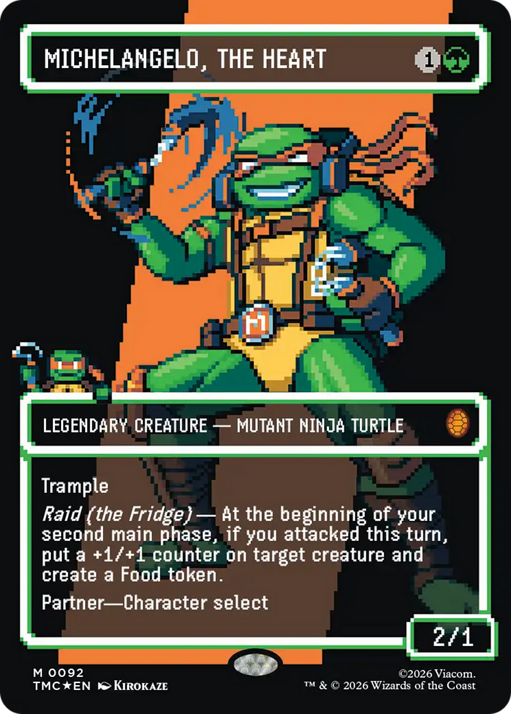 Michelangelo, the Heart (0093) (Borderless) (Surge Foil) [Teenage Mutant Ninja Turtles Commander] | Local Legends