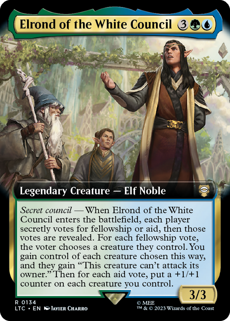 Elrond of the White Council (Extended Art) [The Lord of the Rings: Tales of Middle-Earth Commander] | Golgari Games