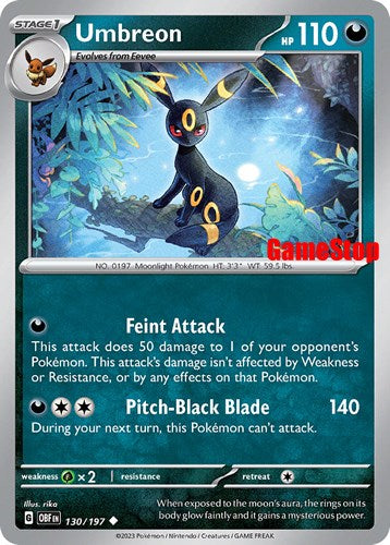 Umbreon (130/197) (GameStop Exclusive) [Scarlet & Violet: Obsidian Flames] | Golgari Games