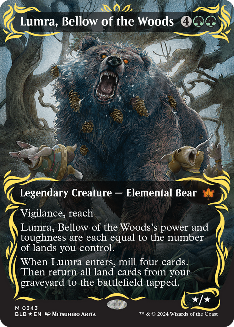 Lumra, Bellow of the Woods (Borderless) (Raised Foil) [Bloomburrow] | Golgari Games