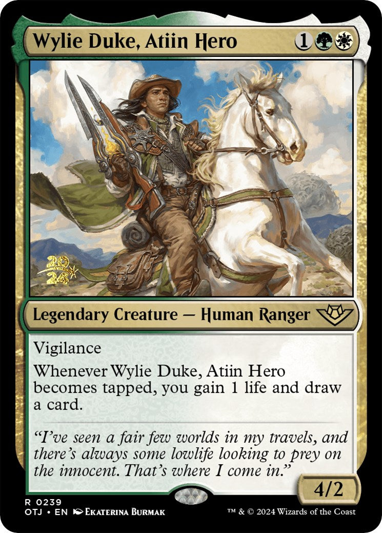 Wylie Duke, Atiin Hero [Outlaws of Thunder Junction Prerelease Promos] | Golgari Games