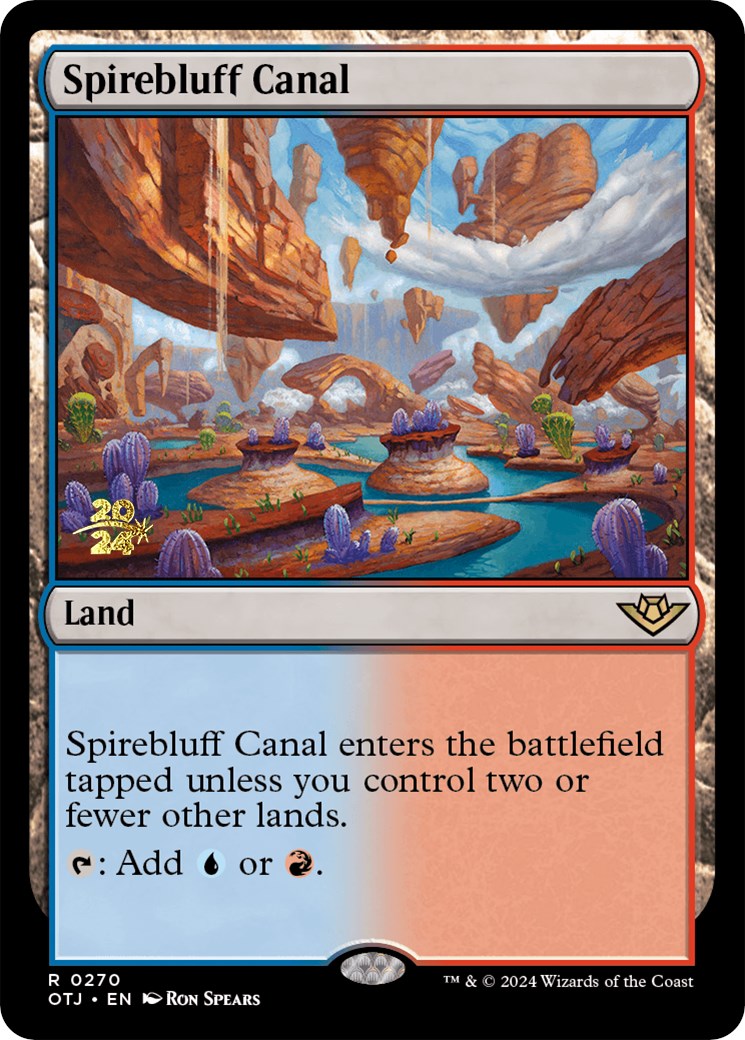 Spirebluff Canal (OTJ) [Outlaws of Thunder Junction Prerelease Promos] | Golgari Games