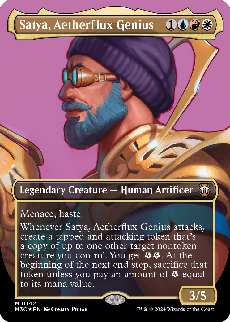 Satya, Aetherflux Genius (Borderless) (Ripple Foil) [Modern Horizons 3 Commander] | Local Legends