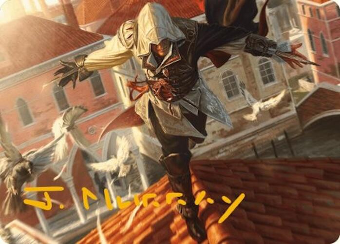 Ezio, Blade of Vengeance Art Card (Gold-Stamped Signature) [Assassin's Creed Art Series] | Golgari Games