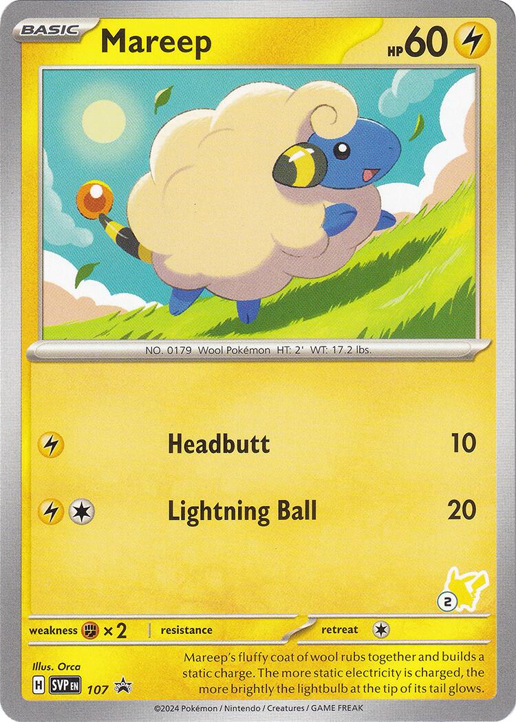 Mareep (107) (Pikachu Stamp #2) [Battle Academy 2024] | Golgari Games