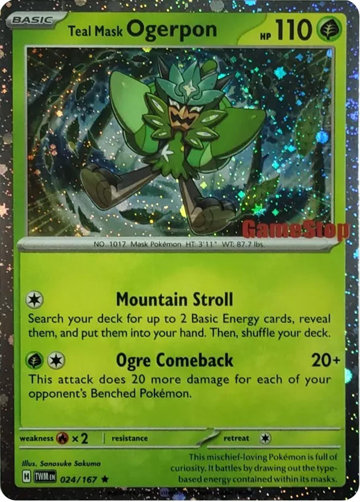 Teal Mask Ogerpon (024/167) (Cosmos Holo) (GameStop Exclusive) [Scarlet & Violet: Twilight Masquerade] | Golgari Games