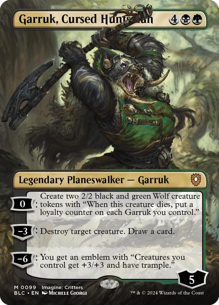 Garruk, Cursed Huntsman (Borderless) [Bloomburrow Commander] | Local Legends