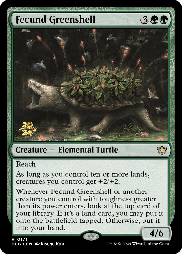Fecund Greenshell [Bloomburrow Prerelease Promos] | Local Legends
