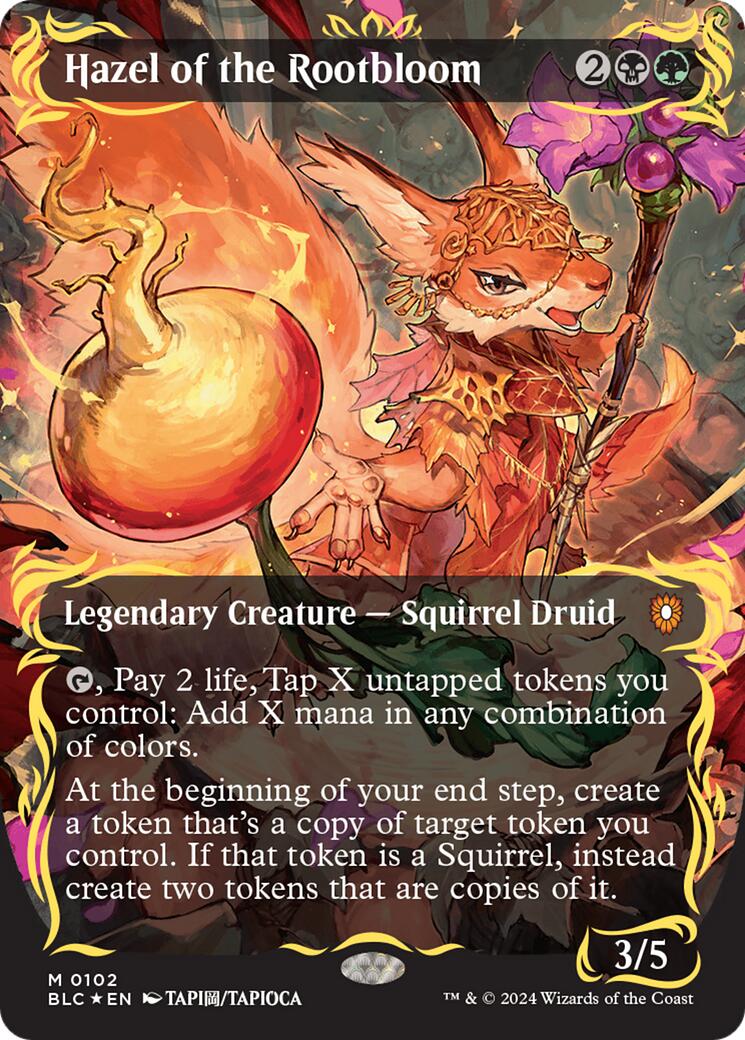 Hazel of the Rootbloom (Borderless) (Raised Foil) [Bloomburrow Commander] | Local Legends