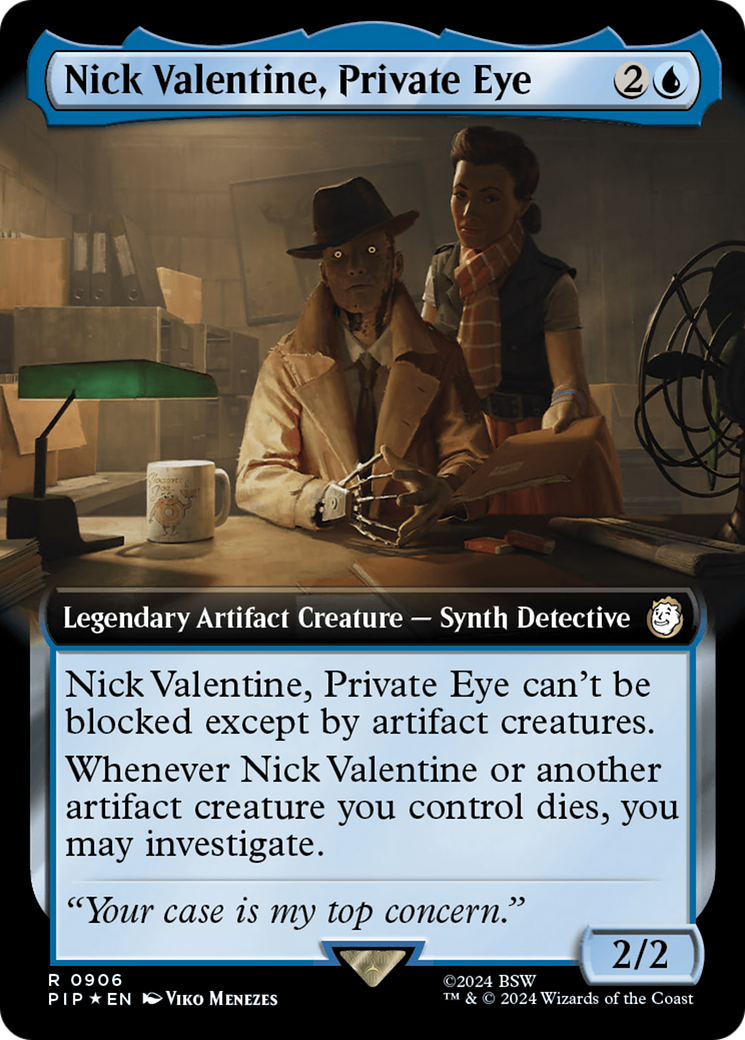 Nick Valentine, Private Eye (Extended Art) (Surge Foil) [Fallout] | Golgari Games