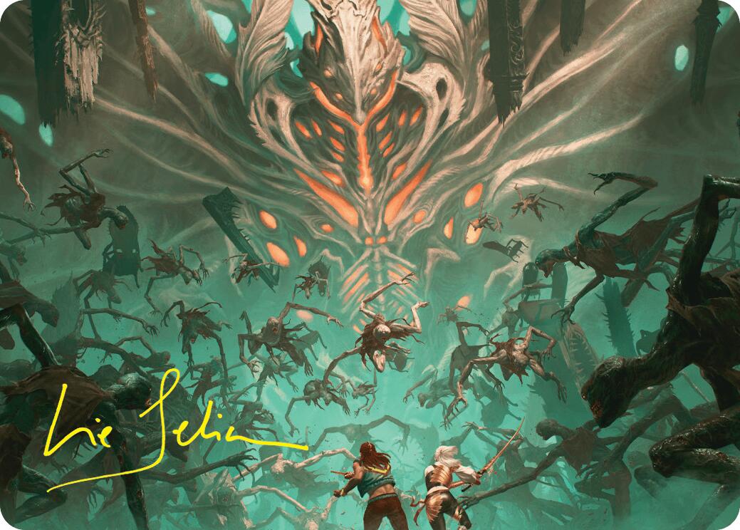 Valgavoth's Onslaught Art Card (Gold-Stamped Signature) [Duskmourn: House of Horror Art Series] | Local Legends