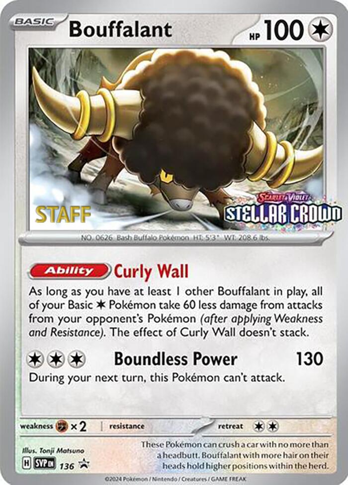 Bouffalant (136) (Staff Promo) [Scarlet & Violet: Black Star Promos] | Golgari Games