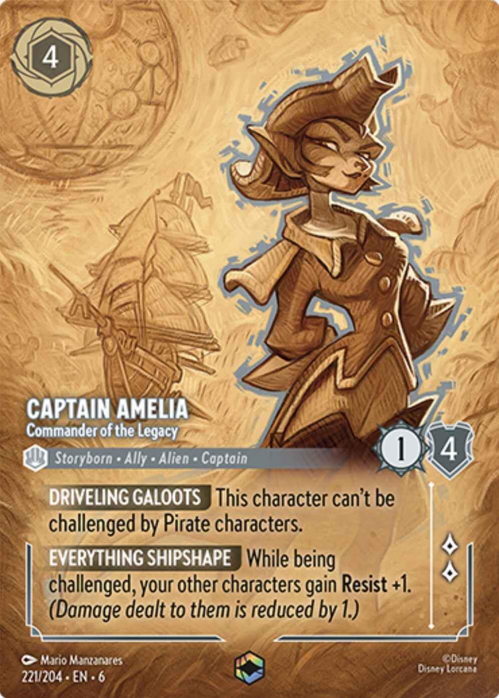 Captain Amelia - Commander of the Legacy (Enchanted) (221/204) [Azurite Sea] | Local Legends