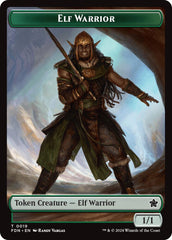 Elf Warrior // Raccoon Doubled-Sided Token [Foundations Tokens] | Local Legends
