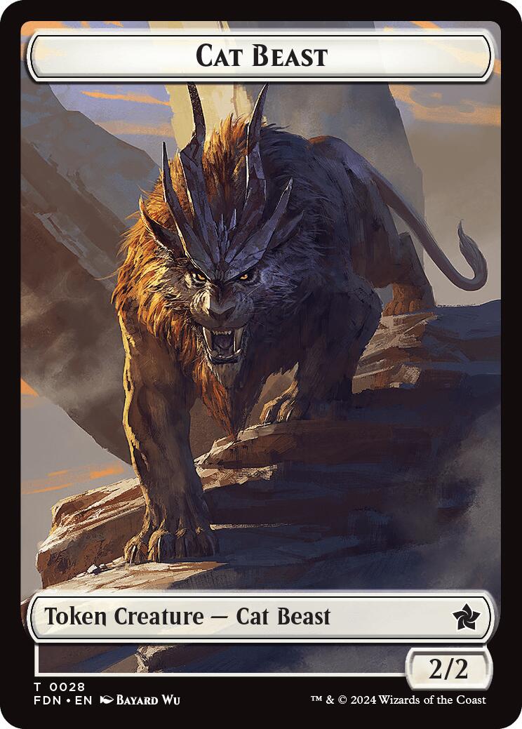 Cat Beast // Dragon (0017) Double-Sided Token [Foundations Tokens] | Local Legends