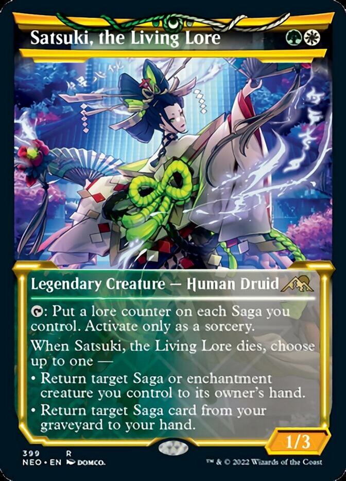 Satsuki, the Living Lore (Showcase Soft Glow) [Kamigawa: Neon Dynasty] | Local Legends