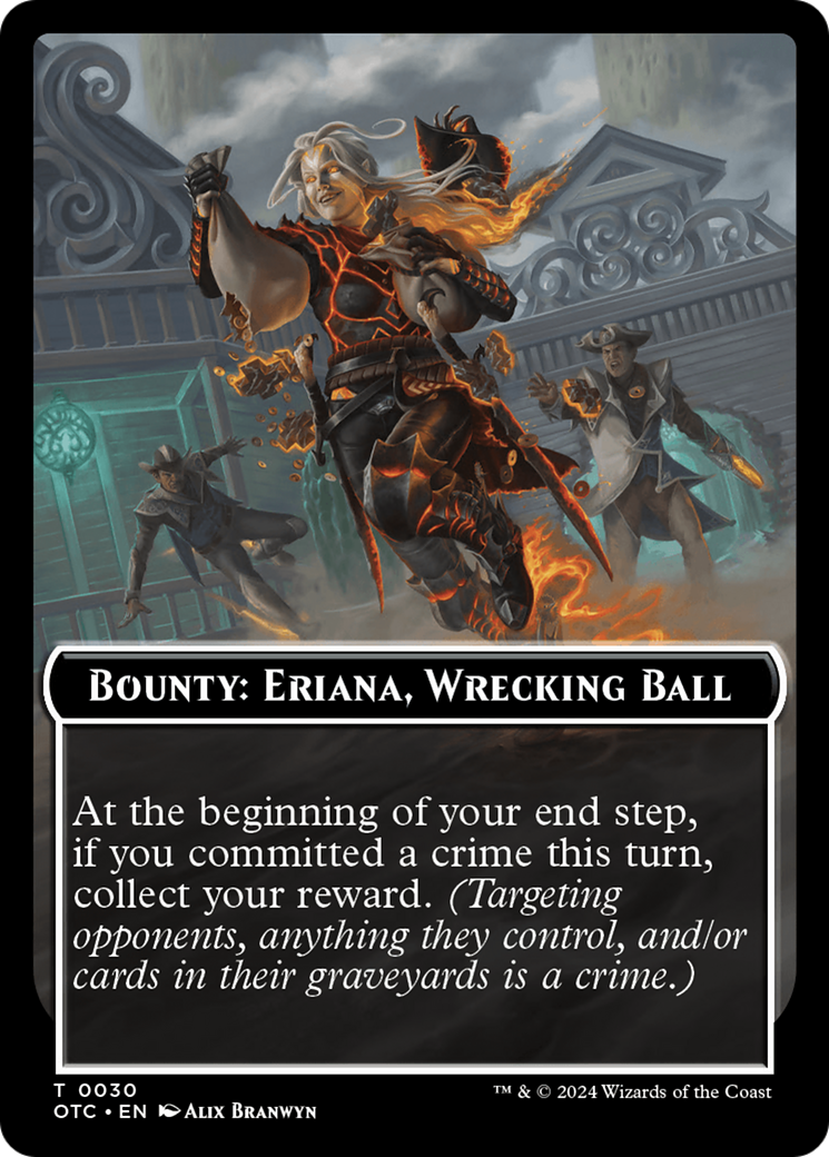 Bounty: Eriana, Wrecking Ball // Bounty Rules Double-Sided Token [Outlaws of Thunder Junction Commander Tokens] | Golgari Games