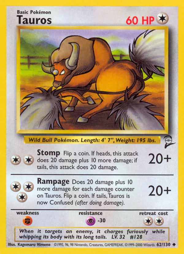 Tauros (62/130) [Base Set 2] | Local Legends