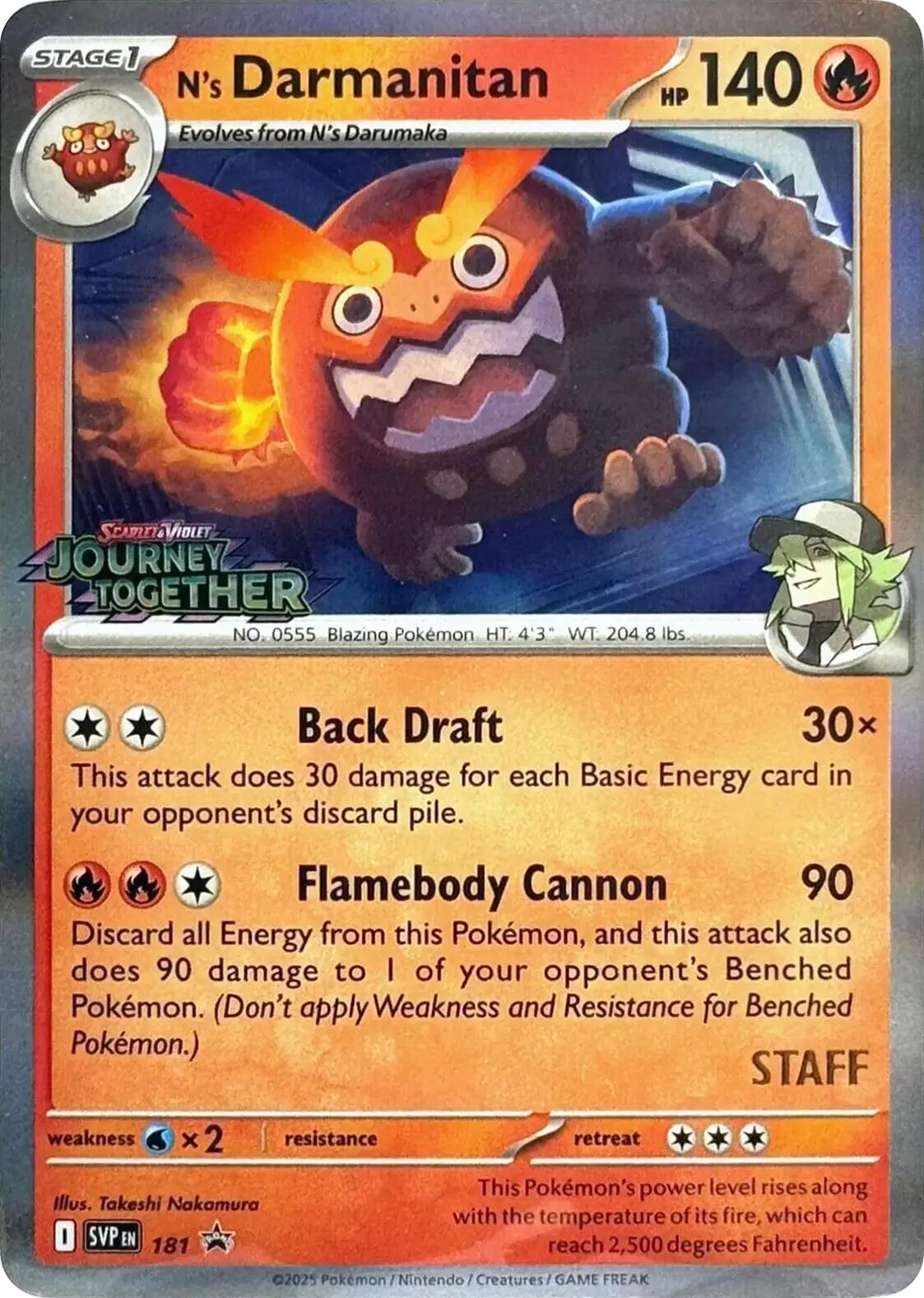 N's Darmanitan (181) (Prerelease Staff) [Scarlet & Violet: Black Star Promos] | Local Legends