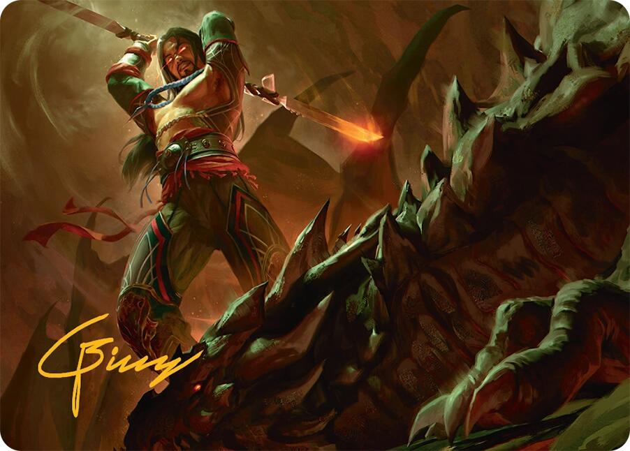 Sarkhan's Resolve Art Card (18/54) (Gold-Stamped Signature) [Tarkir: Dragonstorm Art Series] | Local Legends
