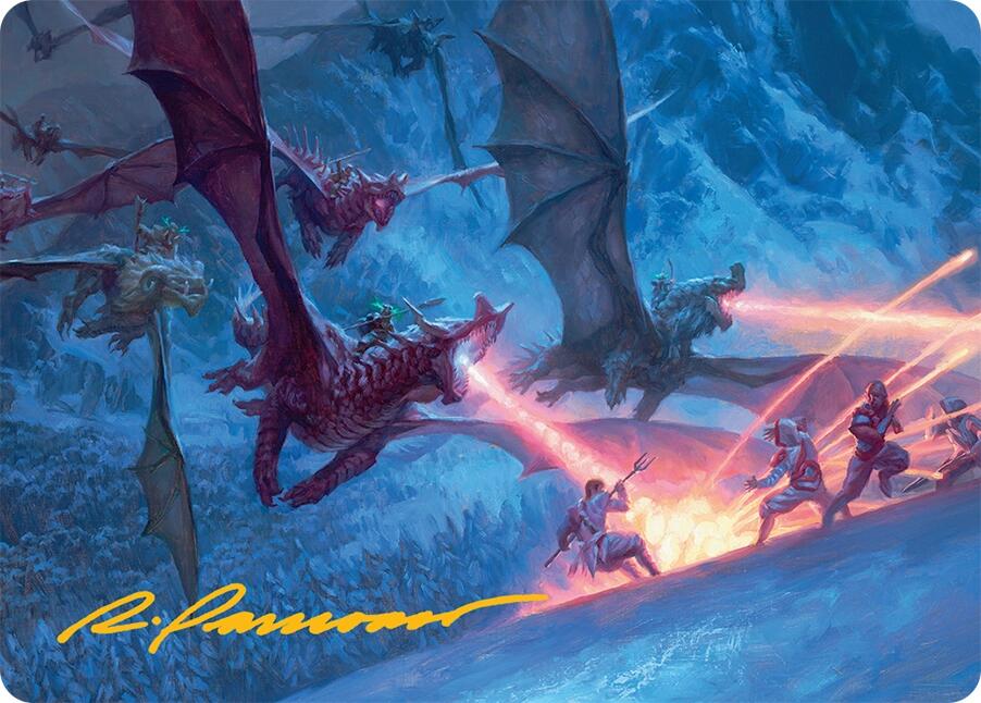 Dragonback Assault Art Card (22/54) (Gold-Stamped Signature) [Tarkir: Dragonstorm Art Series] | Local Legends