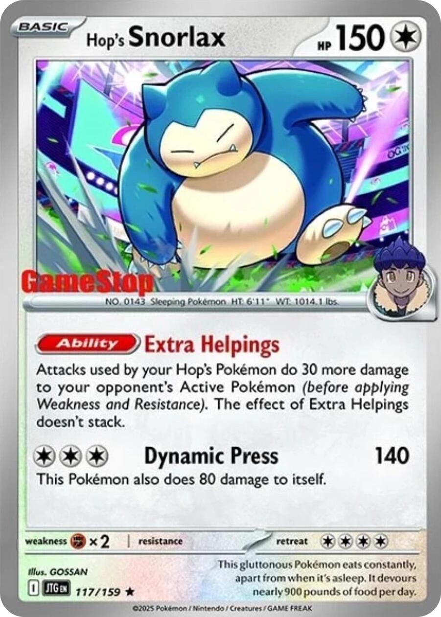Hop's Snorlax (117/159) (GameStop) (Cosmos Holo) [Scarlet & Violet: Journey Together] | Local Legends