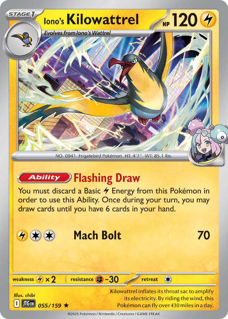 Iono's Kilowattrel (055/159) (Deck Exclusive) [Scarlet & Violet: Journey Together] | Local Legends