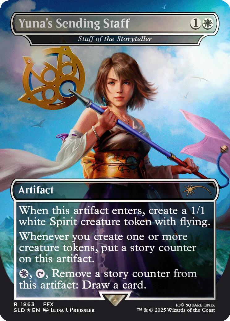 Yuna's Sending Staff - Staff of the Storyteller (Rainbow Foil) [Secret Lair Drop Series] | Local Legends